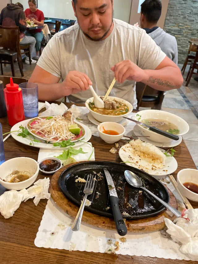 Real photograph: a plate, the starch half empty